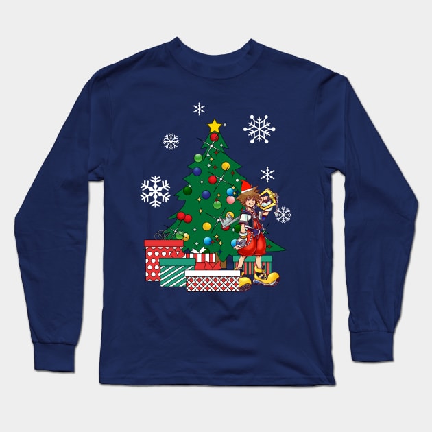 Sora Around The Christmas Tree Kingdom Hearts Long Sleeve T-Shirt by Nova5